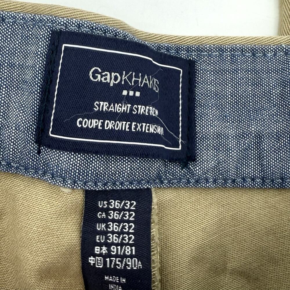 Gap Khakis Mens Straight Stretch Flat Front Dress Pants Size 36x32 Preppy Chinos - Picture 5 of 11